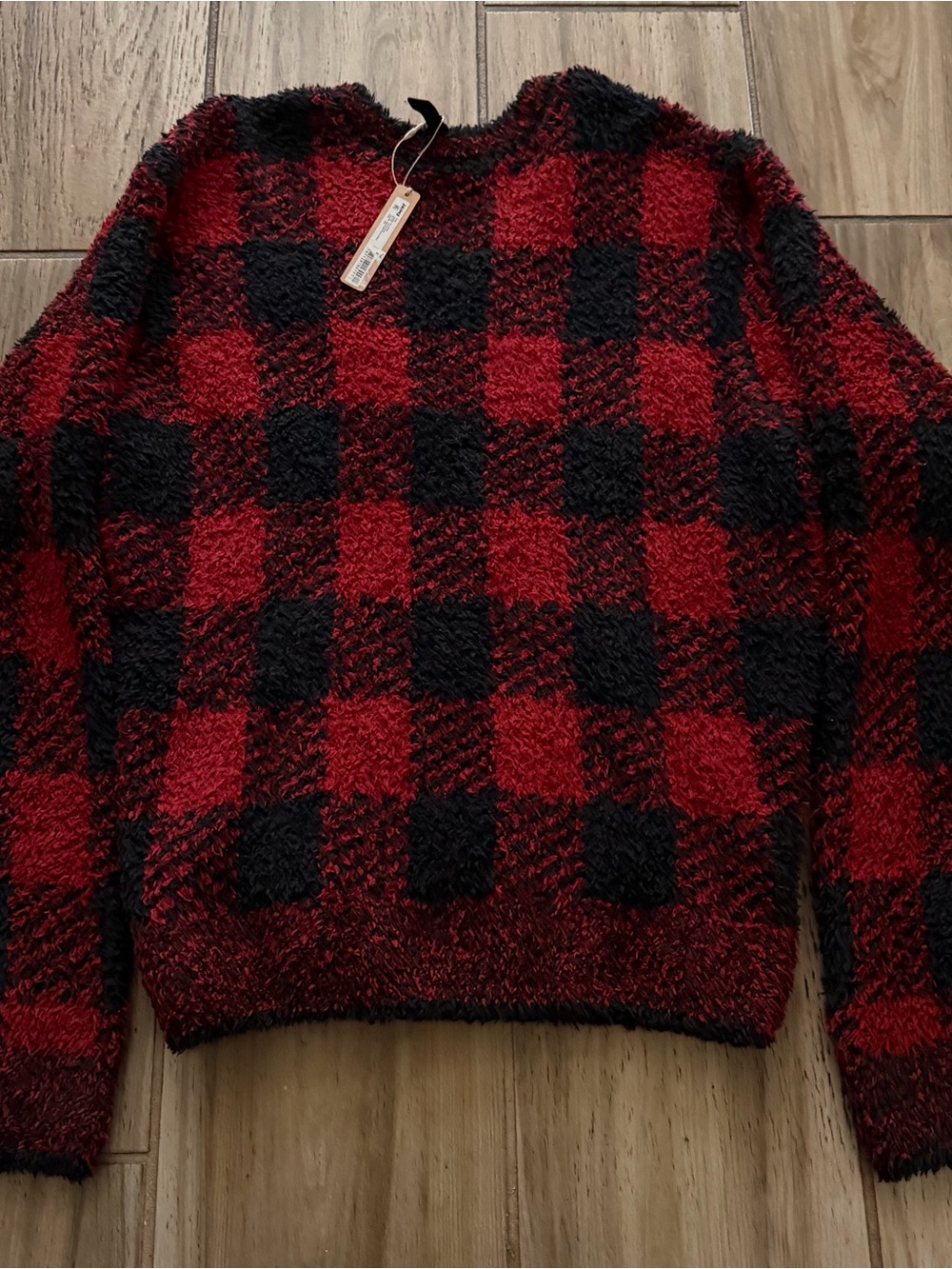 Cozy Red and Black Buffalo Plaid Women's Sweater